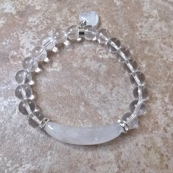 Clear/White Quartz Bar Bracelet - Fits 6.5-7" Wrist - Massive Quartz Load! - Picture 2 of 7